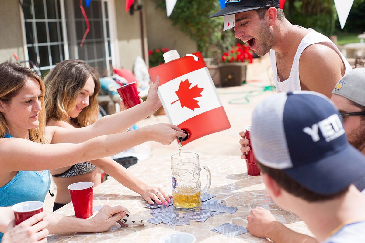 Canadian Flag Adult Party Flask: 2 liter Flasks Make the Perfect Drink Dispenser for Your Canada Day Party Supplies, Summer Beach or Pool Party,Hockey, Soccer,or Baseball Parties,Funny Gifts, and More