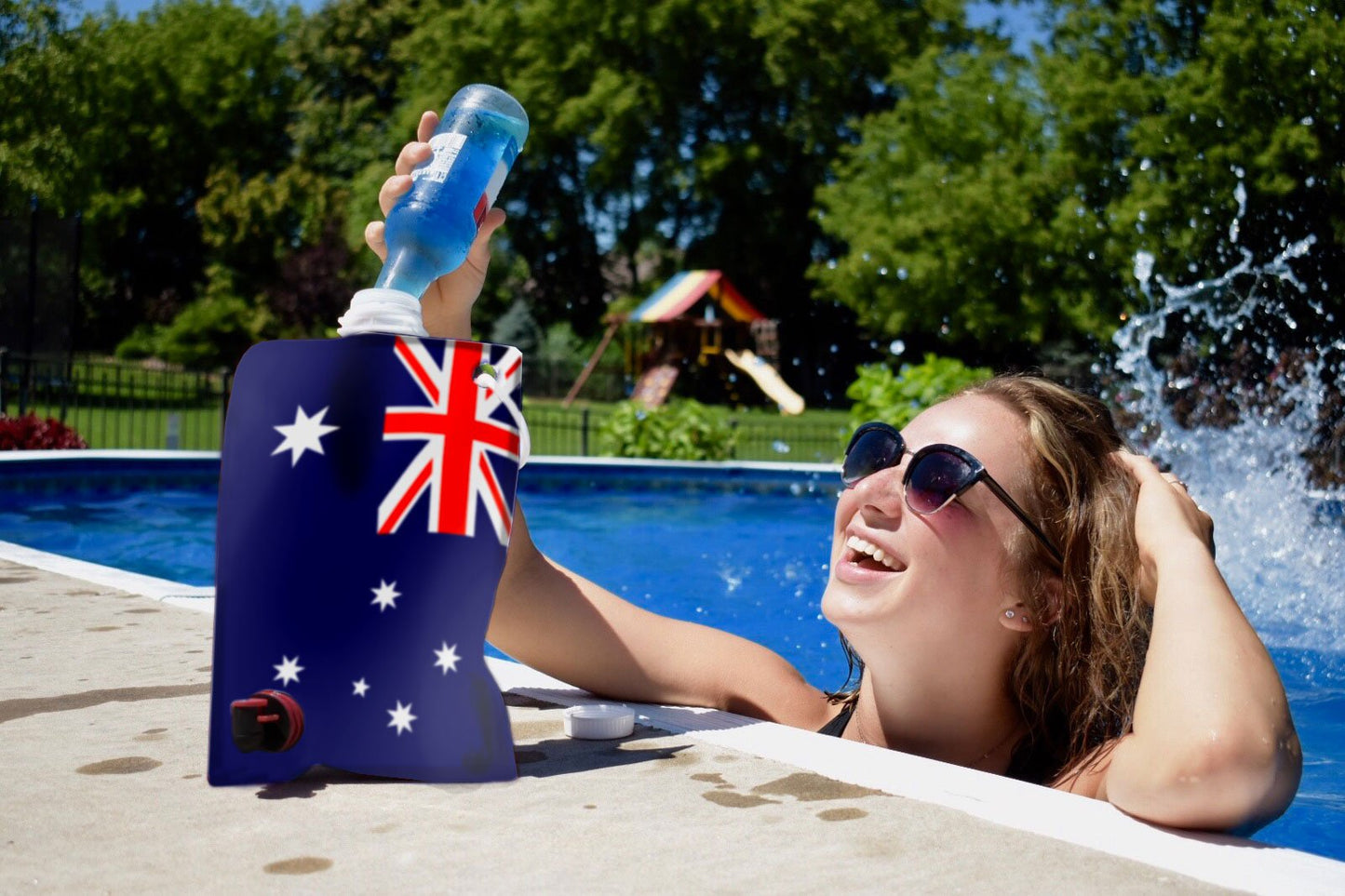 Australian Flag Adult Party Flask: 2 liter Flasks Make the Perfect Drink Dispenser for Your Australia Day Party Supplies, Summer Beach or Pool Party, Soccer, Cricket, or Football Tailgating and More