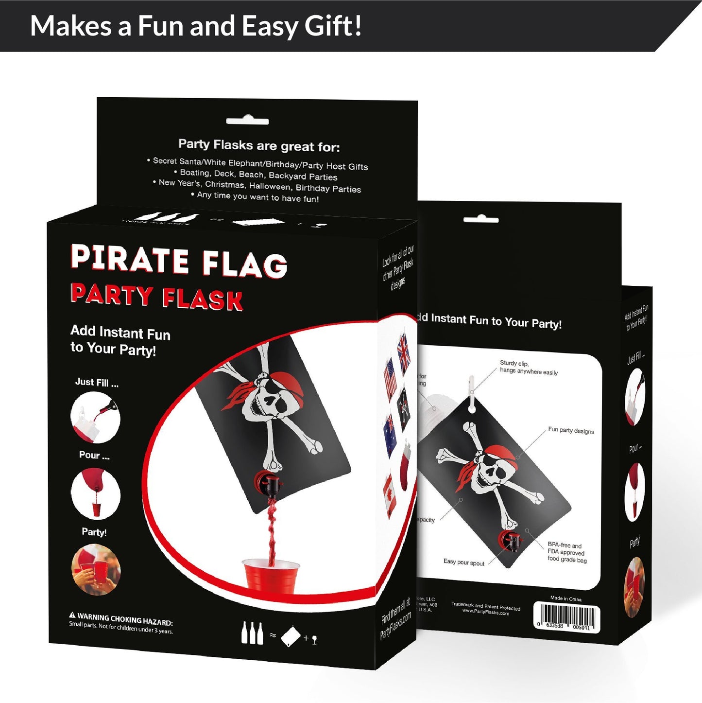 Party Flasks Pirate Flag Adult 2 liter Flasks Make the Perfect Drink Dispenser for Your Pirate Party Supplies, Summer Beach or Pool Party, Sports Tailgating, Funny Gifts, and More