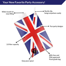 Load image into Gallery viewer, Union Jack Flag Party Flask: 2 liter British Flag Flasks Make the Perfect Drink Dispenser for Your St Georges Day or Guy Fawkes,Bonfire Night Party Supplies,Football, Cricket,or Rugby Parties and More
